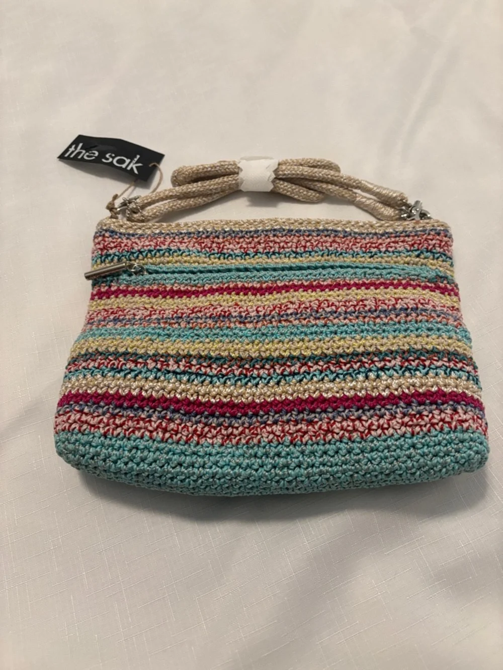 Sak Lumi Convertible Multi Colored Crossbody Bag hand-crocheted exterior NWT